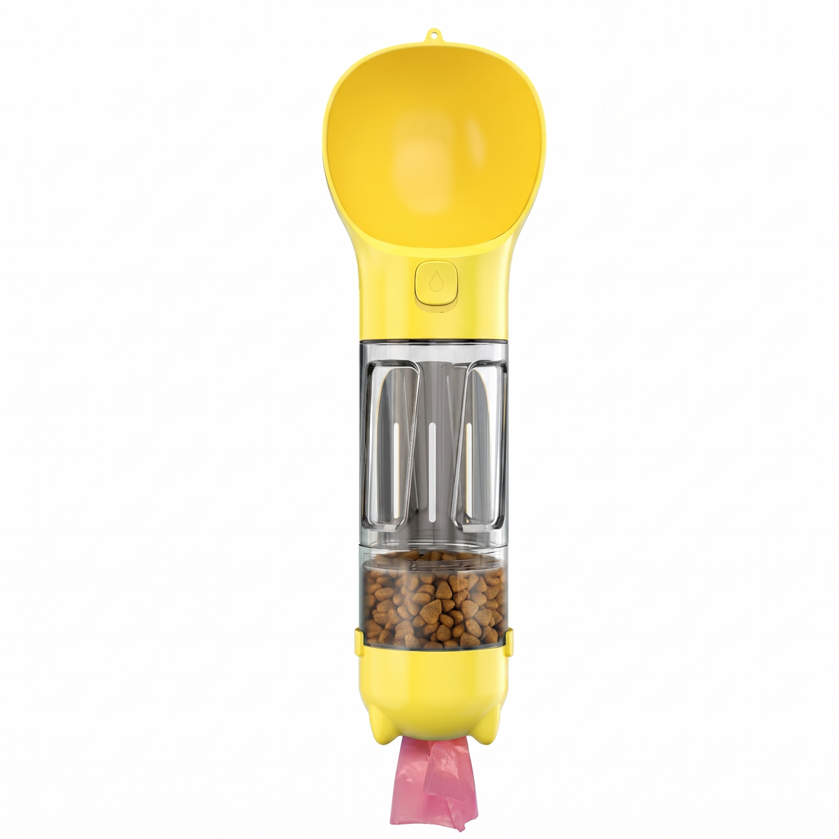 4-in-1 Portable Dog Water Bottle with Food Container, Drinking Bowl & Waste Bag Dispenser