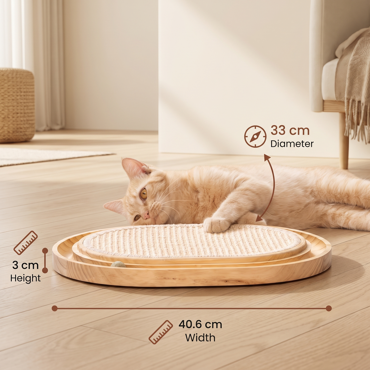 2-in-1 Wooden Cat Scratcher & Ball Track Toy – Sisal Scratching Pad with Interactive Play Balls