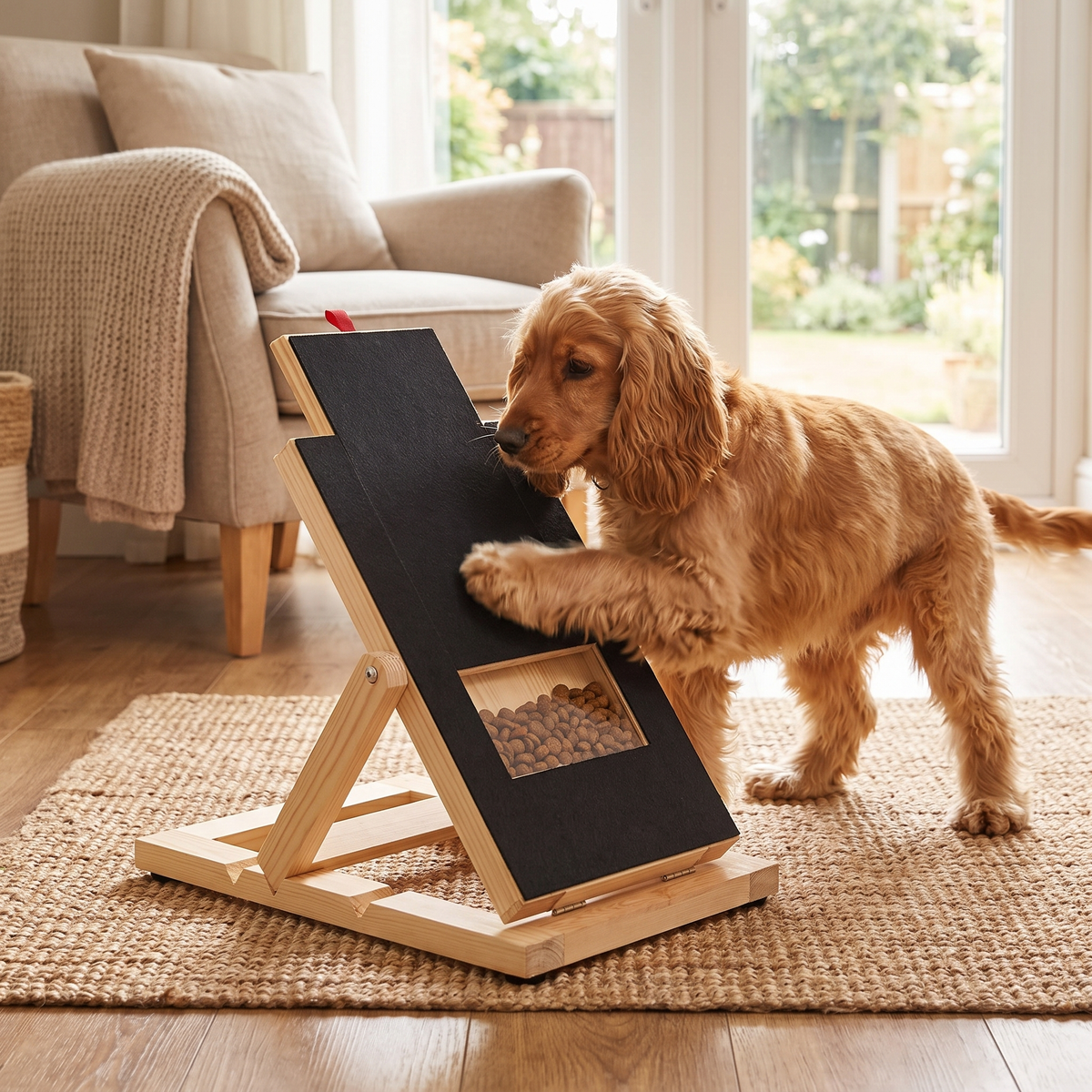 Dog Nail Scratch Pad – Wooden Grooming Board with Hidden Snack Drawer