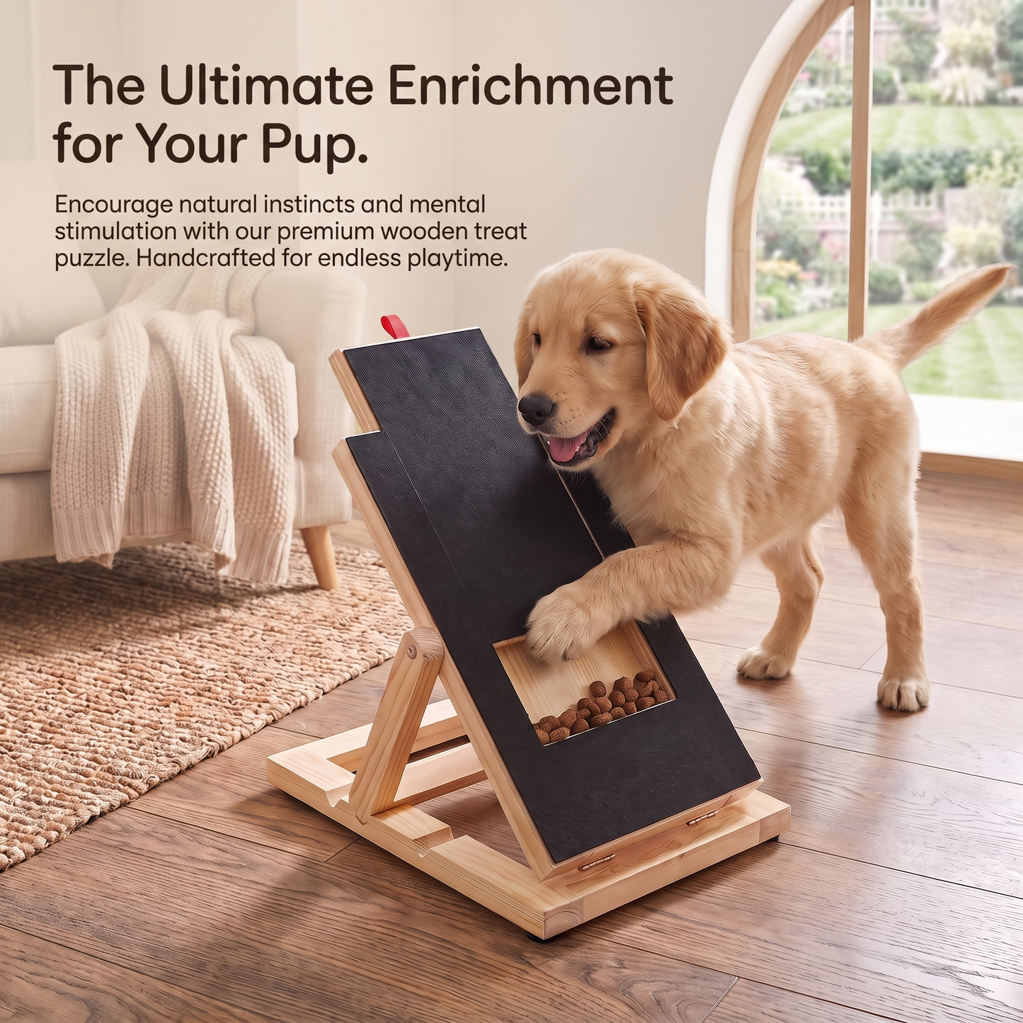 Dog Nail Scratch Pad – Wooden Grooming Board with Hidden Snack Drawer