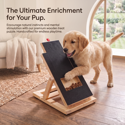 Dog Nail Scratch Pad – Wooden Grooming Board with Hidden Snack Drawer