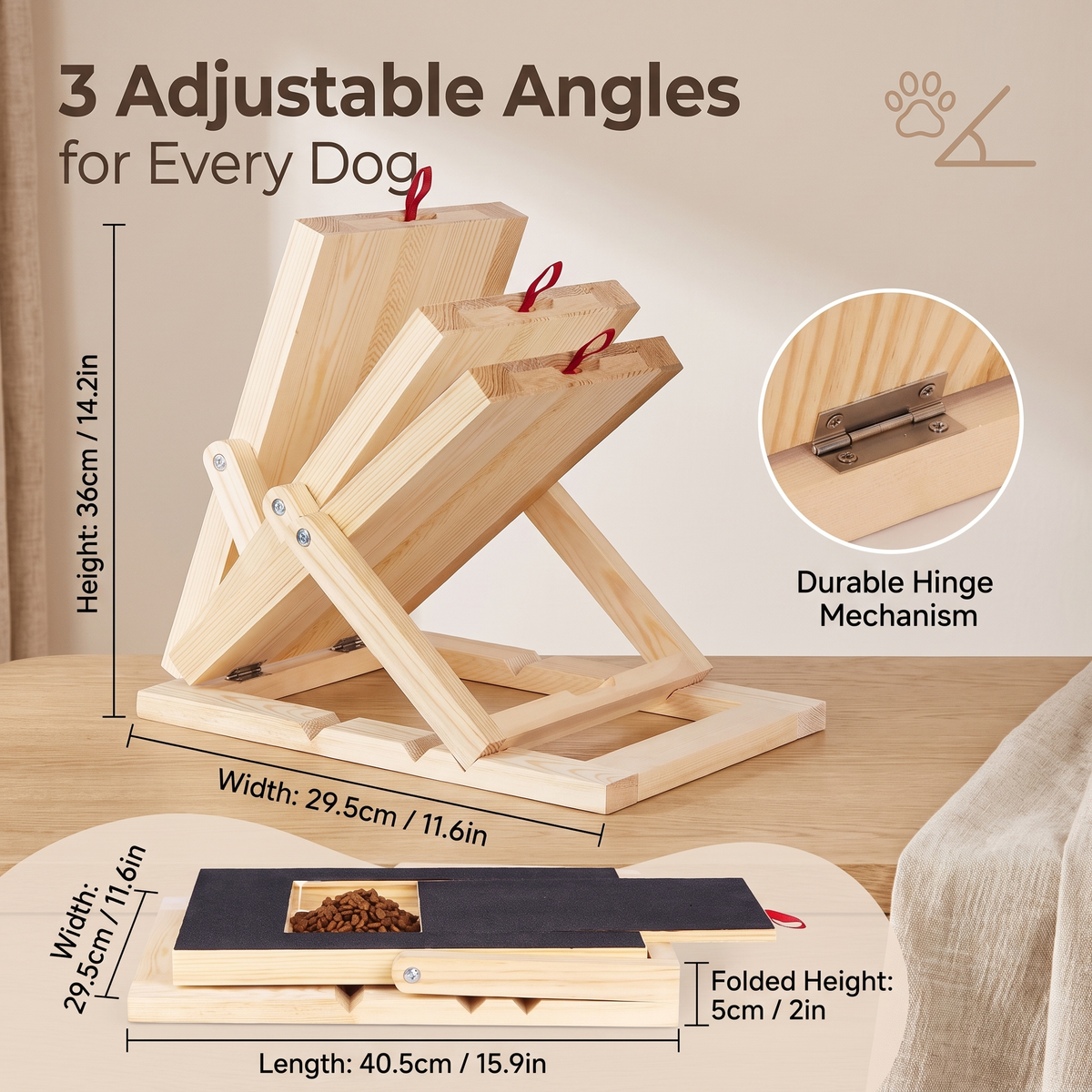 Dog Nail Scratch Pad – Wooden Grooming Board with Hidden Snack Drawer