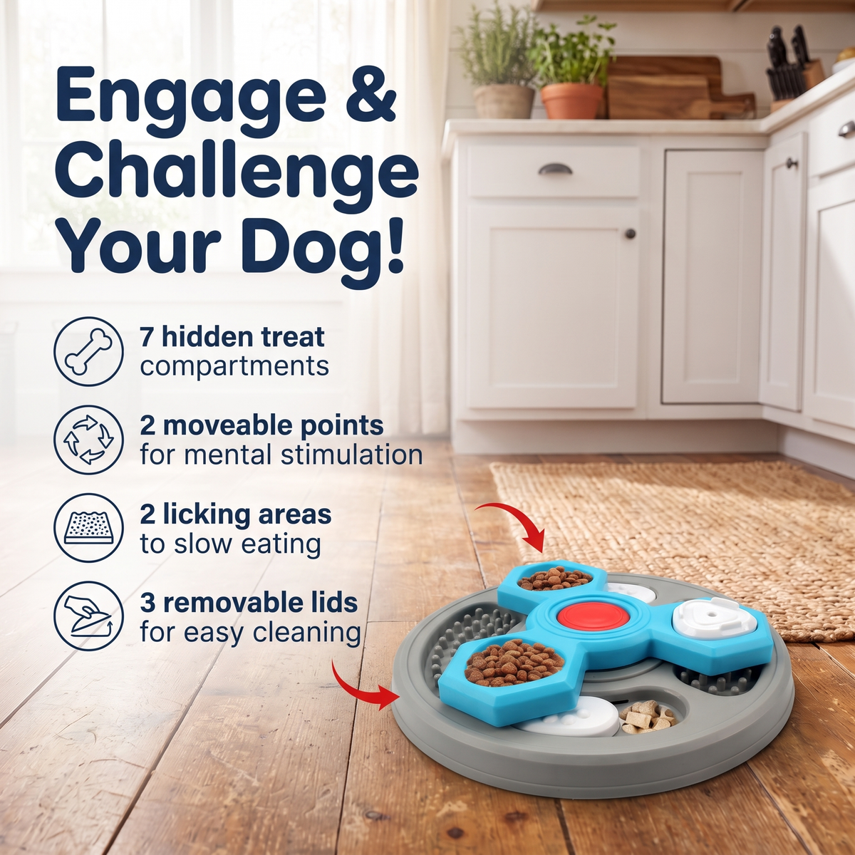 Interactive Slow Feeder Dog Toy – Treat Puzzle Training Game