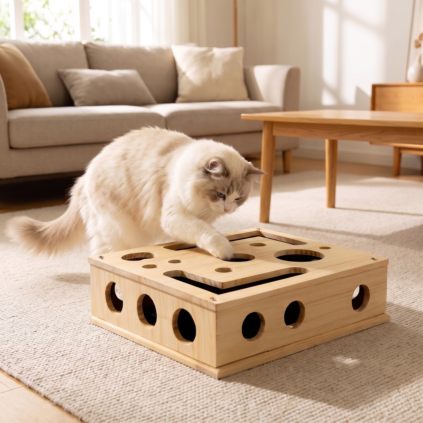 Cat Activity Puzzle Box – Wooden Maze Toy for Mental Stimulation