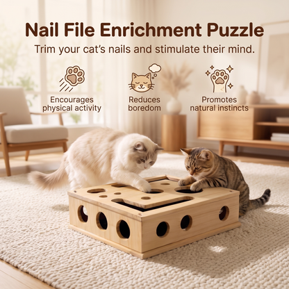 Cat Activity Puzzle Box – Wooden Maze Toy for Mental Stimulation