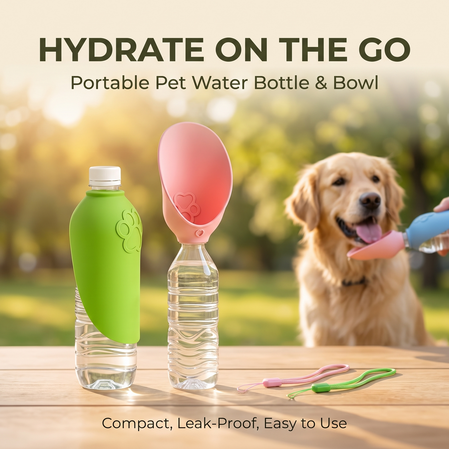 Portable Pet Water Bottle Adapter – Foldable Silicone Drinking Cup