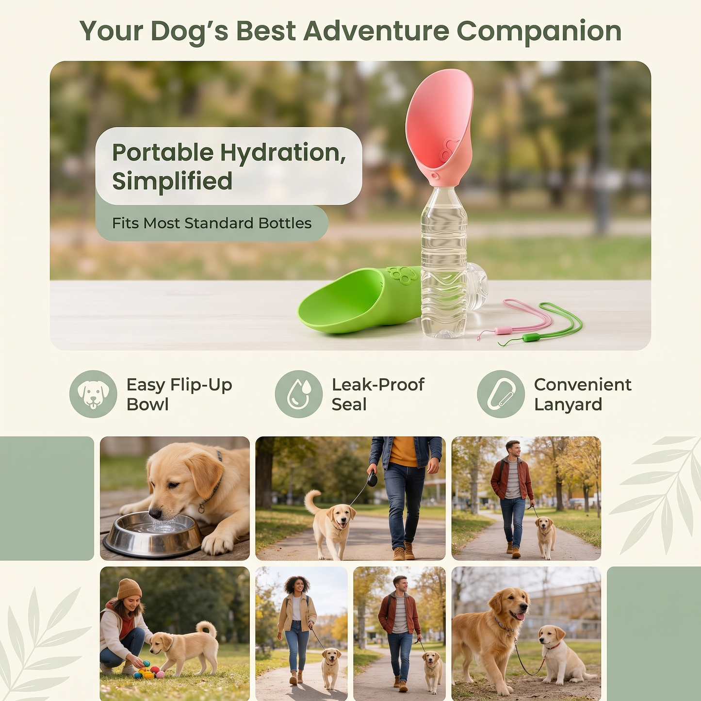 Portable Pet Water Bottle Adapter – Foldable Silicone Drinking Cup