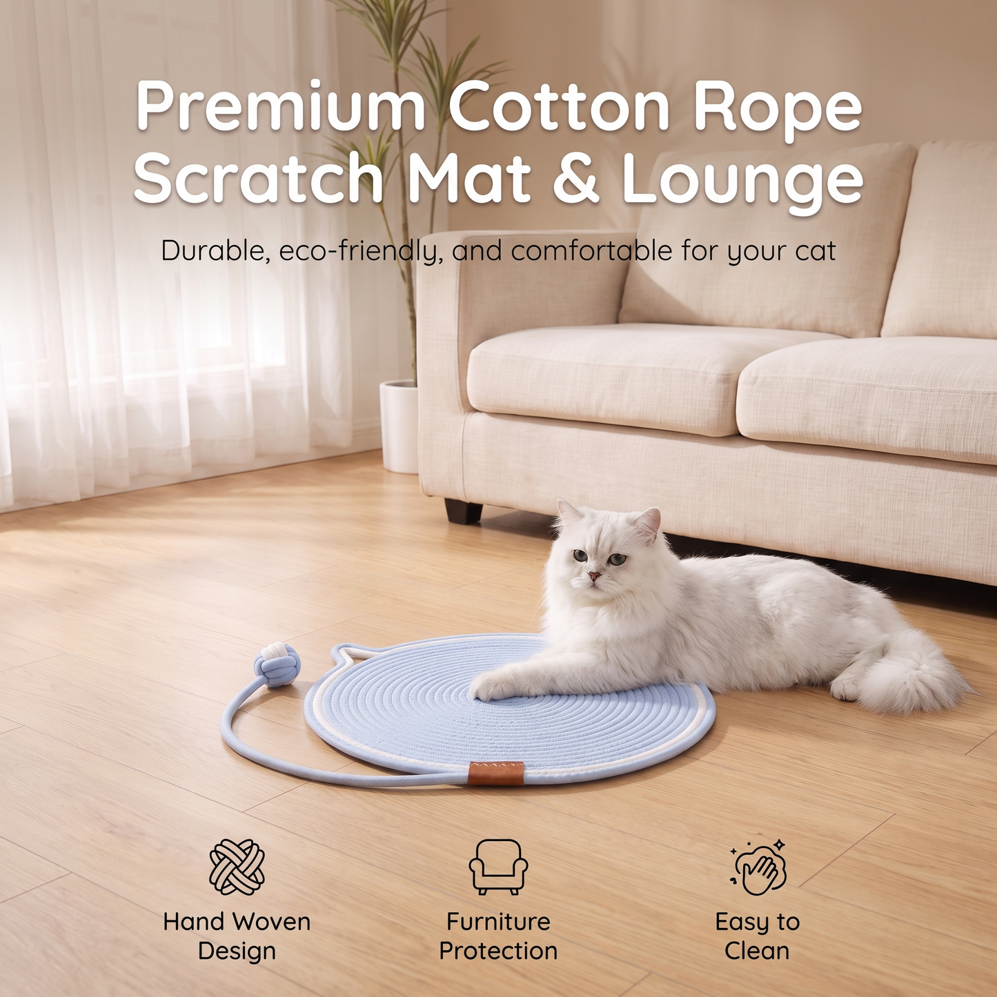 Interactive Cat Scratch Mat with Hanging Ball – Wear-Resistant Cat Play Mat