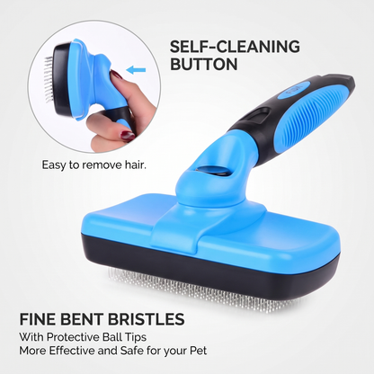 Pet Grooming Brush – Self-Cleaning Slicker Comb for Dogs and Cats