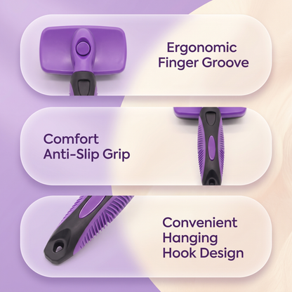 Pet Grooming Brush – Self-Cleaning Slicker Comb for Dogs and Cats