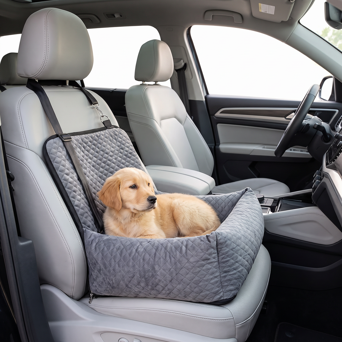 Dog Car Travel Bed Portable Pet Booster Seat Cushion for Small & Medium Dogs