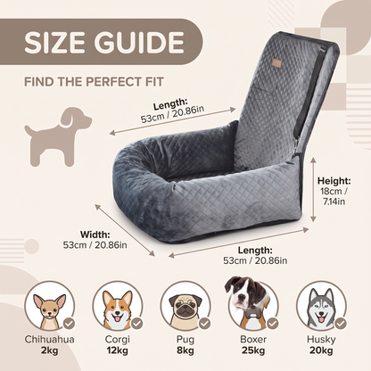Dog Car Travel Bed Portable Pet Booster Seat Cushion for Small & Medium Dogs