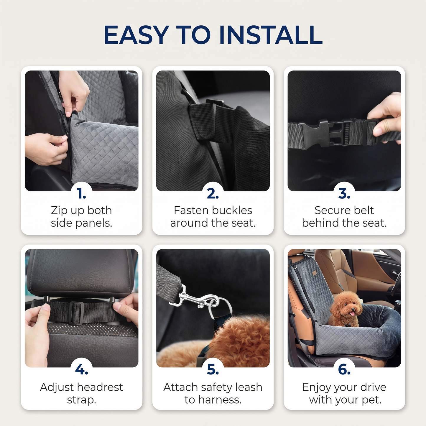 Dog Car Travel Bed Portable Pet Booster Seat Cushion for Small & Medium Dogs
