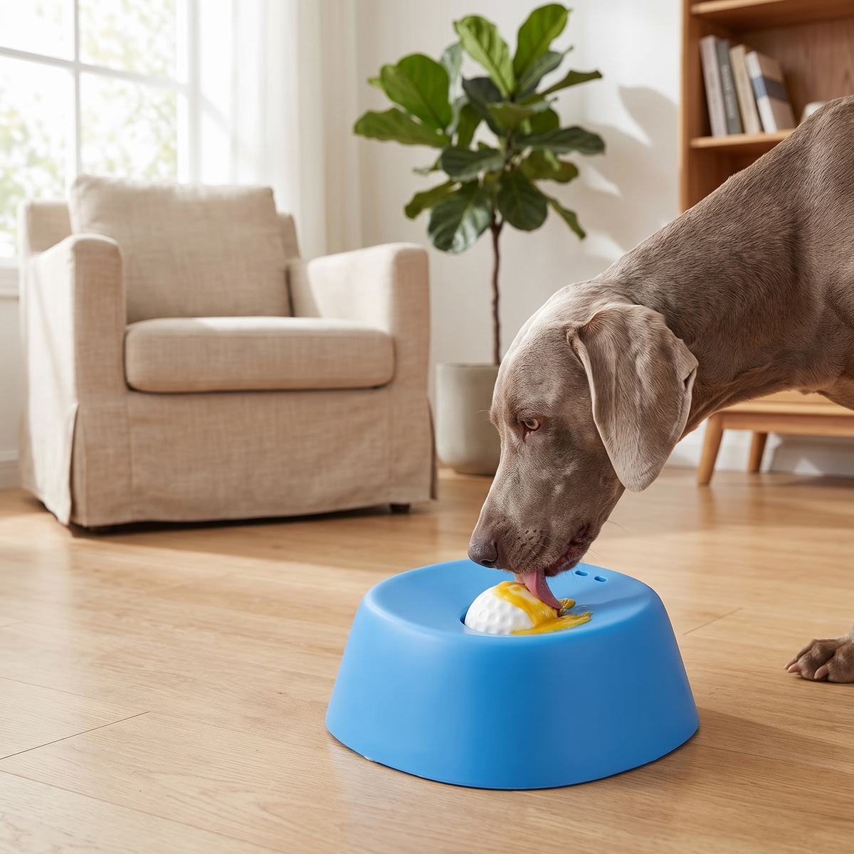 Dog Licking Bowl with Rolling Ball – Slow Feeder for Treat Training