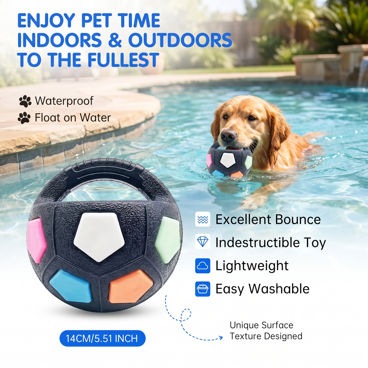 Interactive Dog Training Ball – Grip Handle Soccer Toy for Active Play