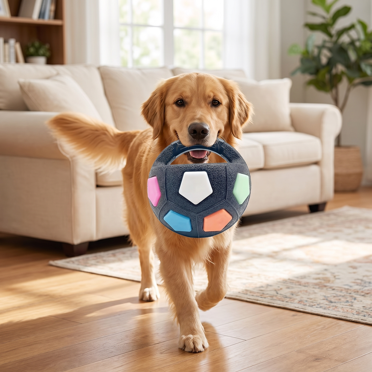 Interactive Dog Training Ball – Grip Handle Soccer Toy for Active Play