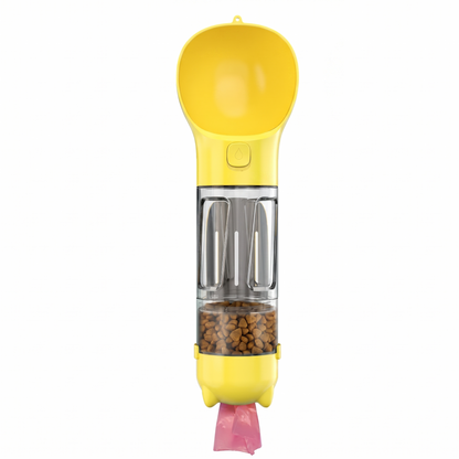 4-in-1 Portable Dog Water Bottle with Food Container, Drinking Bowl & Waste Bag Dispenser