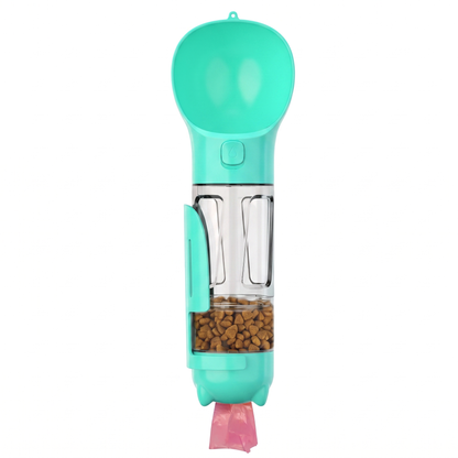 4-in-1 Portable Dog Water Bottle with Food Container, Drinking Bowl & Waste Bag Dispenser