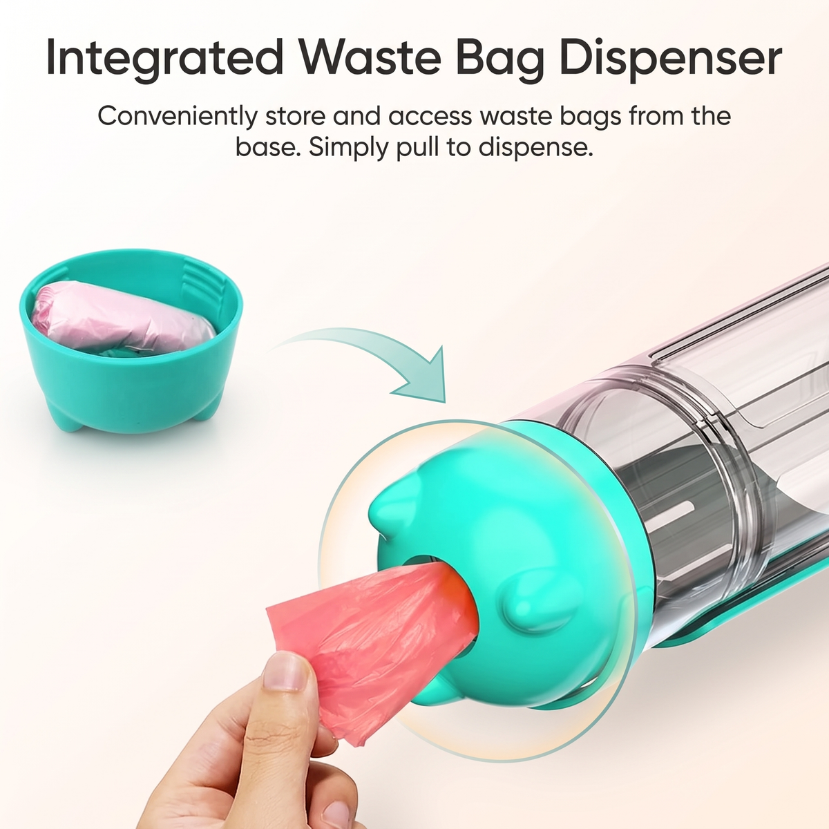 4-in-1 Portable Dog Water Bottle with Food Container, Drinking Bowl & Waste Bag Dispenser