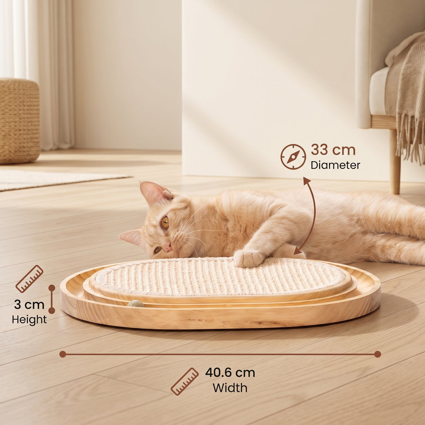 2-in-1 Wooden Cat Scratcher & Ball Track Toy – Sisal Scratching Pad with Interactive Play Balls