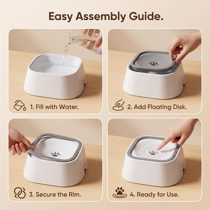 No-Spill Floating Dog Water Bowl – Slow Drinking Anti-Splash Pet Bowl for Dry Mouth & Fur