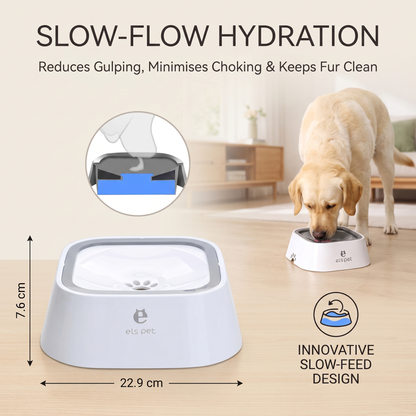 No-Spill Floating Dog Water Bowl – Slow Drinking Anti-Splash Pet Bowl for Dry Mouth & Fur