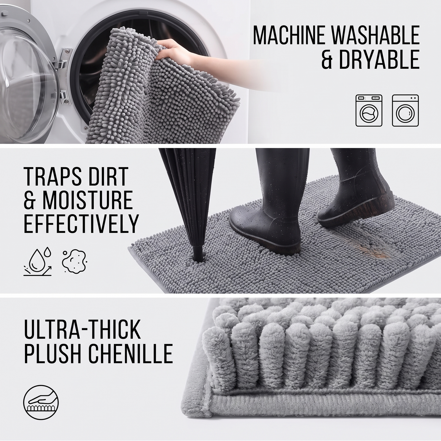 Absorbent Chenille Dog Door Mat – Soft Non-Slip Mud & Moisture Trapping Pet Paw Mat
