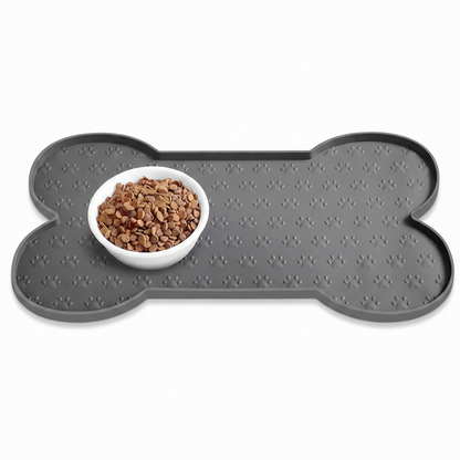 Bone-Shaped Silicone Dog Feeding Mat – Non-Slip Waterproof Dog Bowl Mat with Raised Spill-Proof Edge