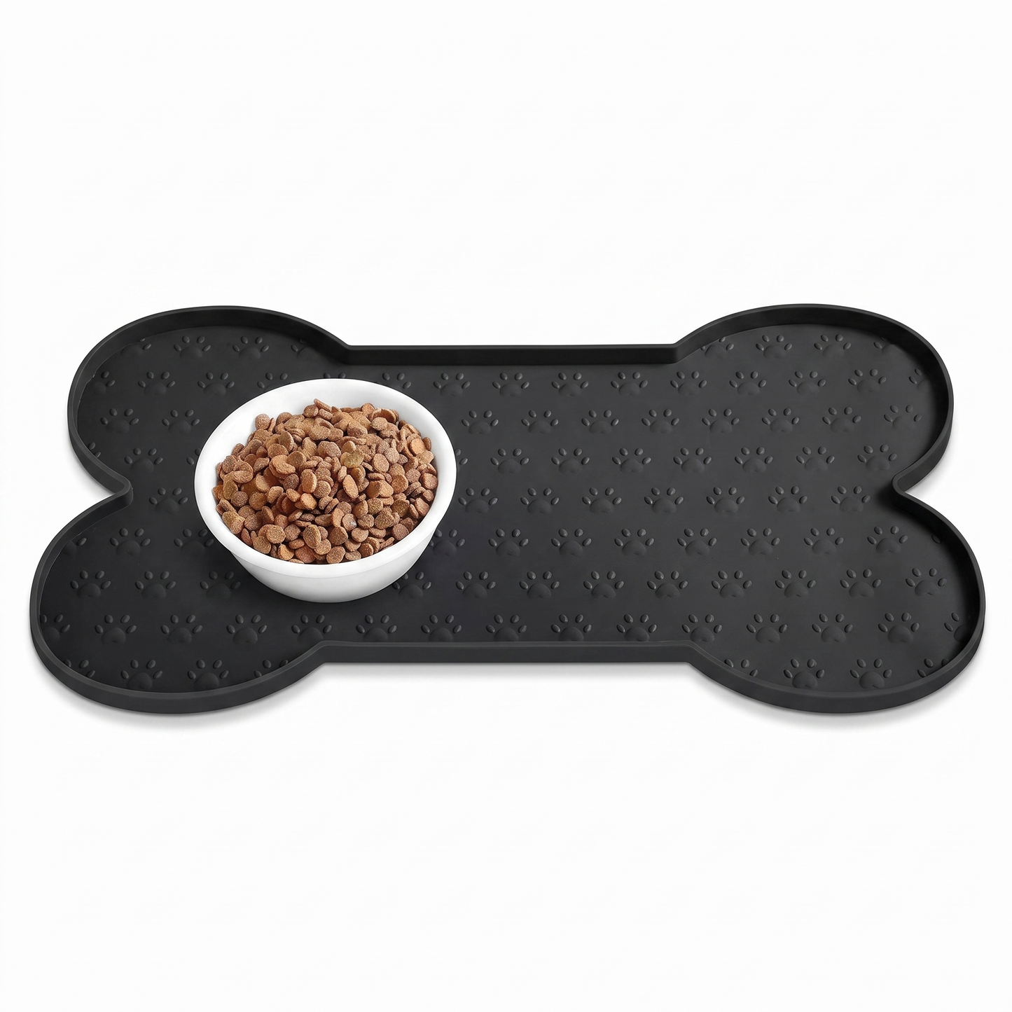 Bone-Shaped Silicone Dog Feeding Mat – Non-Slip Waterproof Dog Bowl Mat with Raised Spill-Proof Edge