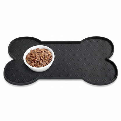 Bone-Shaped Silicone Dog Feeding Mat – Non-Slip Waterproof Dog Bowl Mat with Raised Spill-Proof Edge