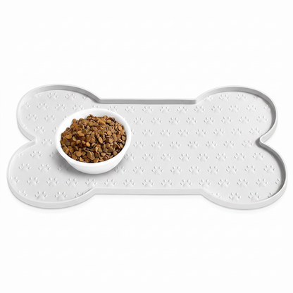 Bone-Shaped Silicone Dog Feeding Mat – Non-Slip Waterproof Dog Bowl Mat with Raised Spill-Proof Edge