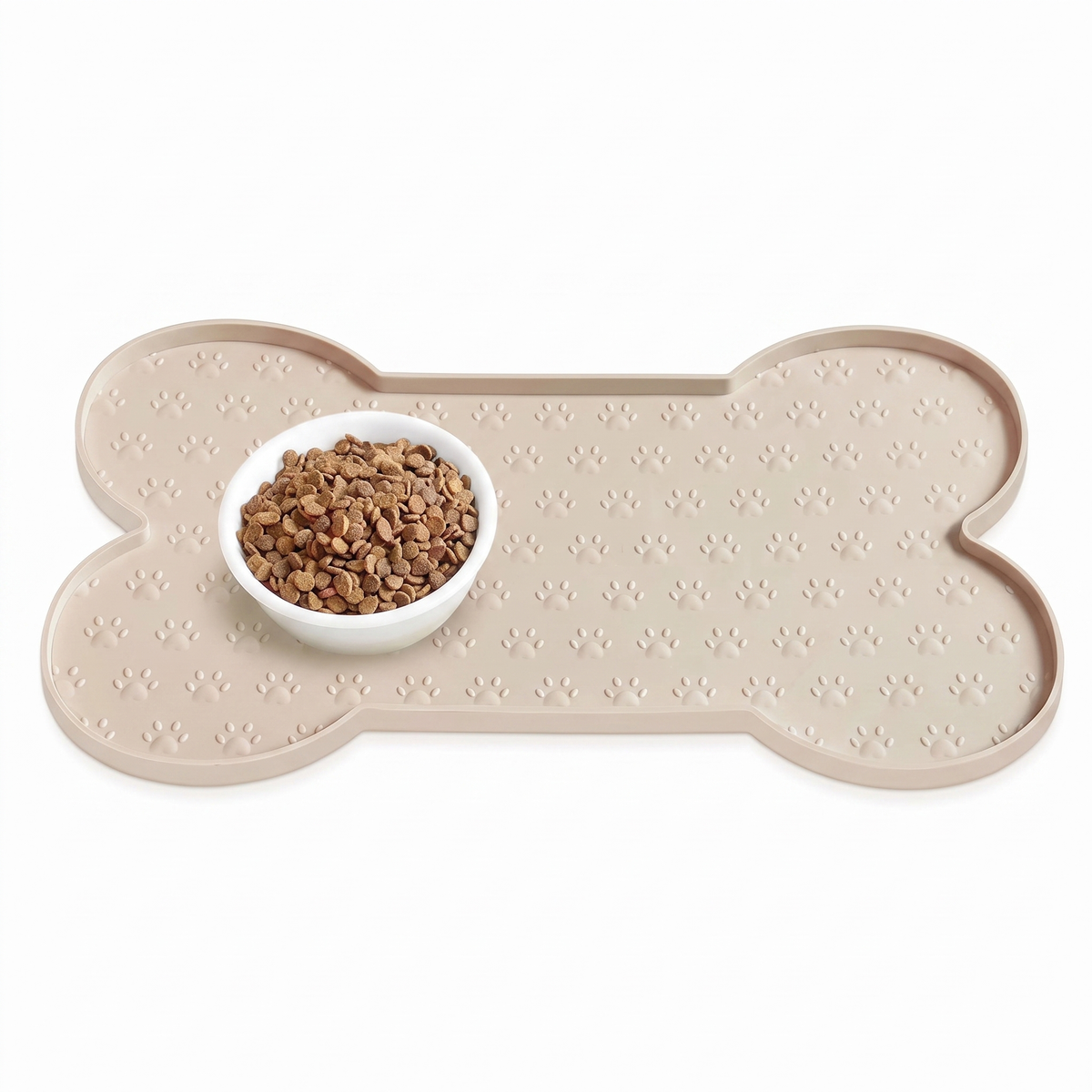Bone-Shaped Silicone Dog Feeding Mat – Non-Slip Waterproof Dog Bowl Mat with Raised Spill-Proof Edge