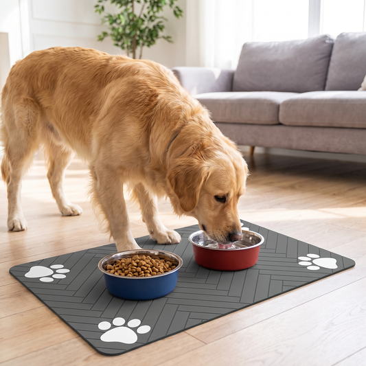 Quick-Dry Dog Feeding Mat – Absorbent Non-Slip Dog Bowl Mat with Waterproof Base