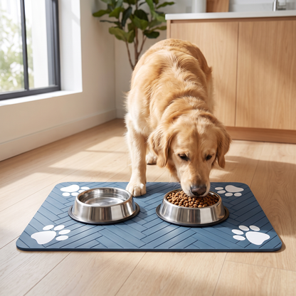 Quick-Dry Dog Feeding Mat – Absorbent Non-Slip Dog Bowl Mat with Waterproof Base