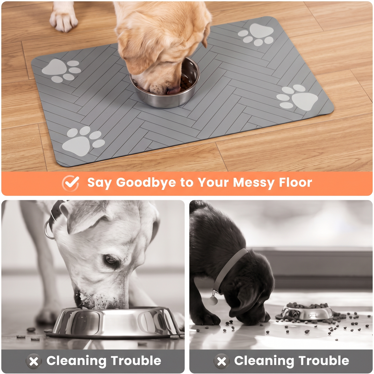Quick-Dry Dog Feeding Mat – Absorbent Non-Slip Dog Bowl Mat with Waterproof Base