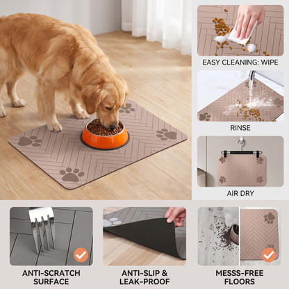Quick-Dry Dog Feeding Mat – Absorbent Non-Slip Dog Bowl Mat with Waterproof Base