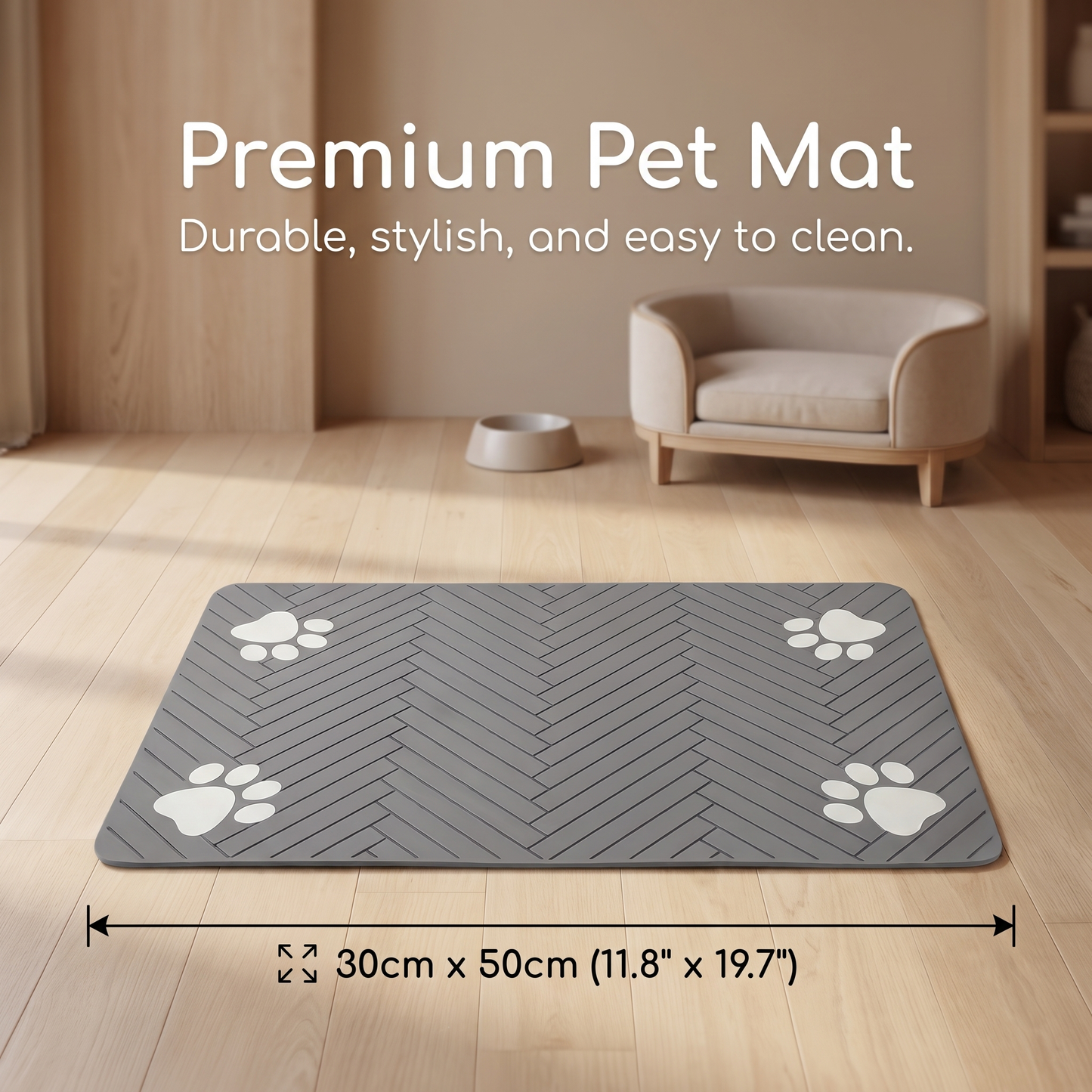 Quick-Dry Dog Feeding Mat – Absorbent Non-Slip Dog Bowl Mat with Waterproof Base