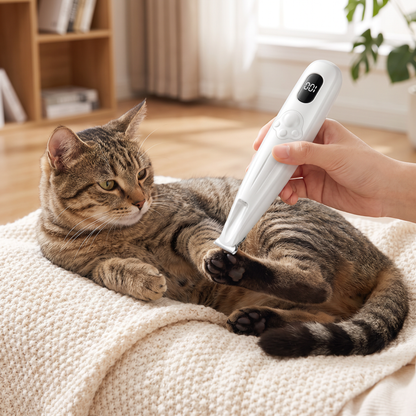 Precision Cat Paw Hair Trimmer – Rechargeable Electric Grooming Clipper with Display