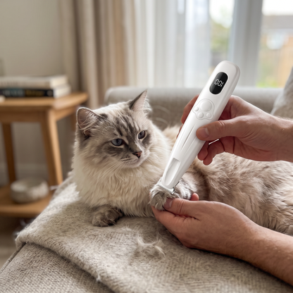 Precision Cat Paw Hair Trimmer – Rechargeable Electric Grooming Clipper with Display
