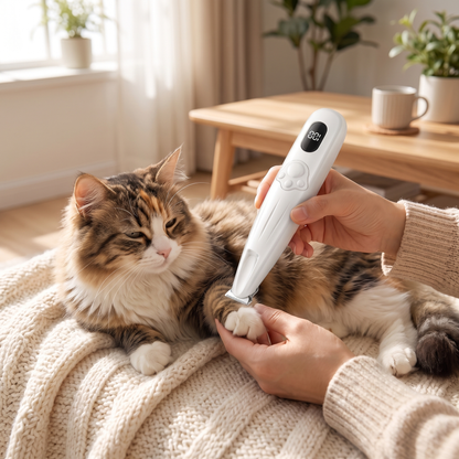 Precision Cat Paw Hair Trimmer – Rechargeable Electric Grooming Clipper with Display