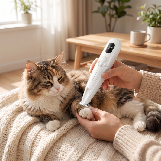 Precision Cat Paw Hair Trimmer – Rechargeable Electric Grooming Clipper with Display