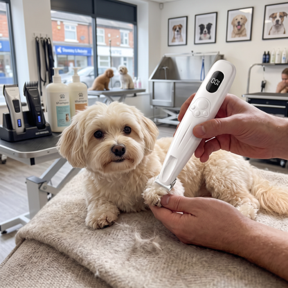 Rechargeable Dog Paw Hair Trimmer – Precision Electric Grooming Clipper with Digital Battery Display