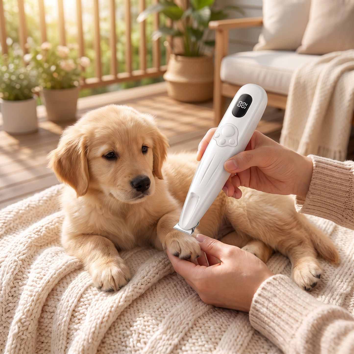 Rechargeable Dog Paw Hair Trimmer – Precision Electric Grooming Clipper with Digital Battery Display