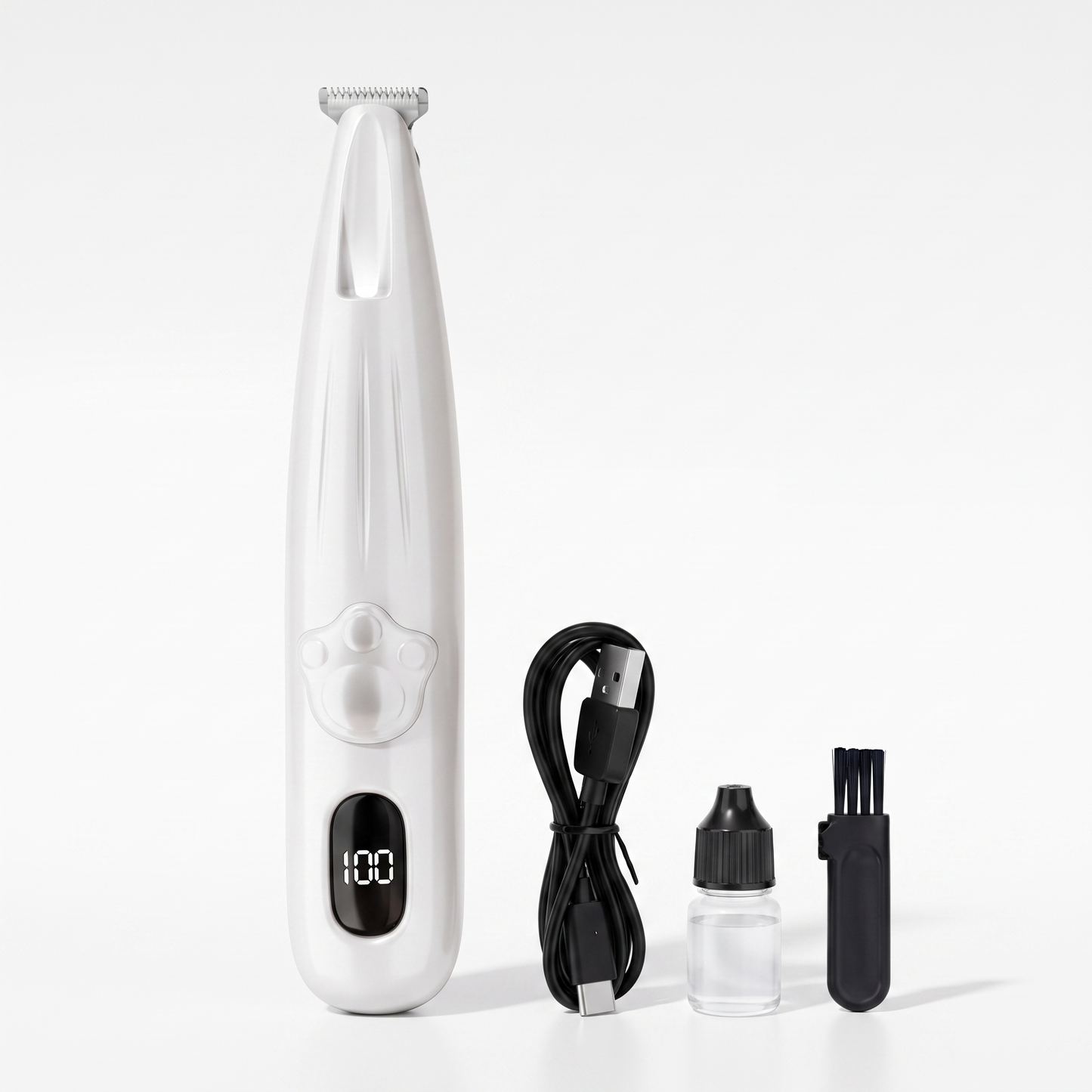 Precision Cat Paw Hair Trimmer – Rechargeable Electric Grooming Clipper with Display