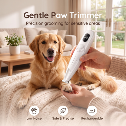 Rechargeable Dog Paw Hair Trimmer – Precision Electric Grooming Clipper with Digital Battery Display