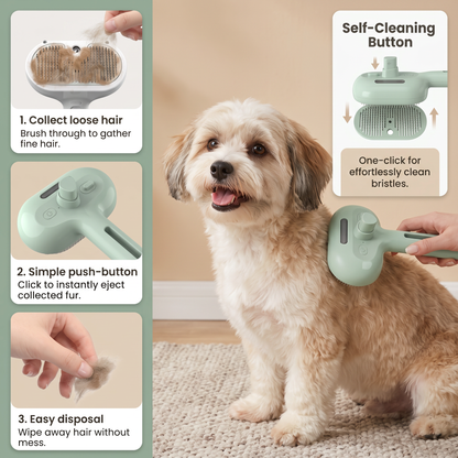 2-in-1 Dog Steam Brush – Deshedding & Grooming