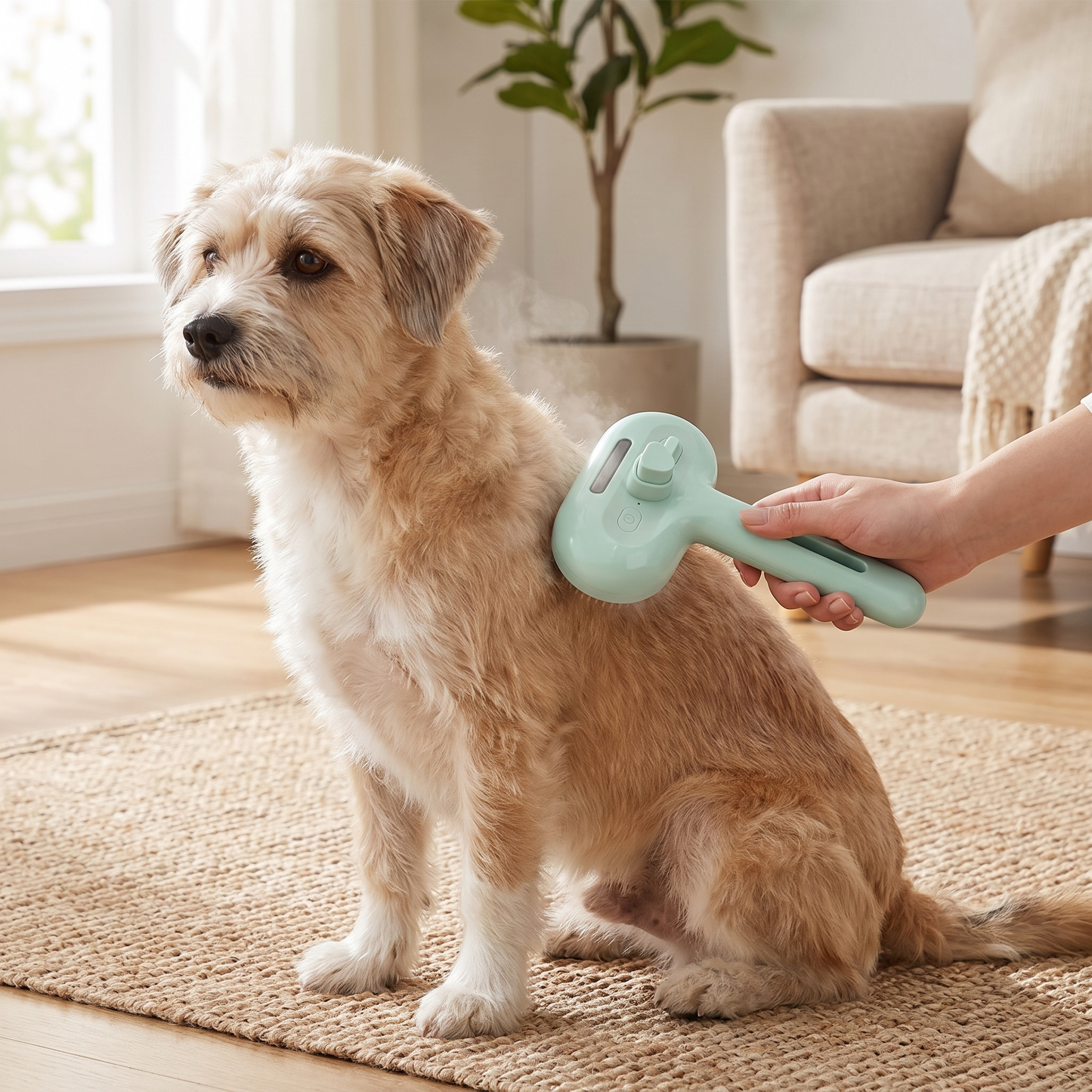 2-in-1 Dog Steam Brush – Deshedding & Grooming