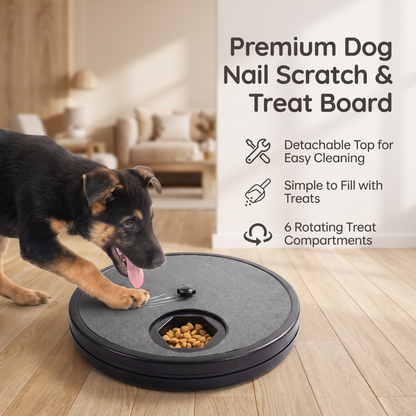 Interactive Dog Nail File & Slow Feeder Toy – Rotating Scratch Pad with Treat Reward