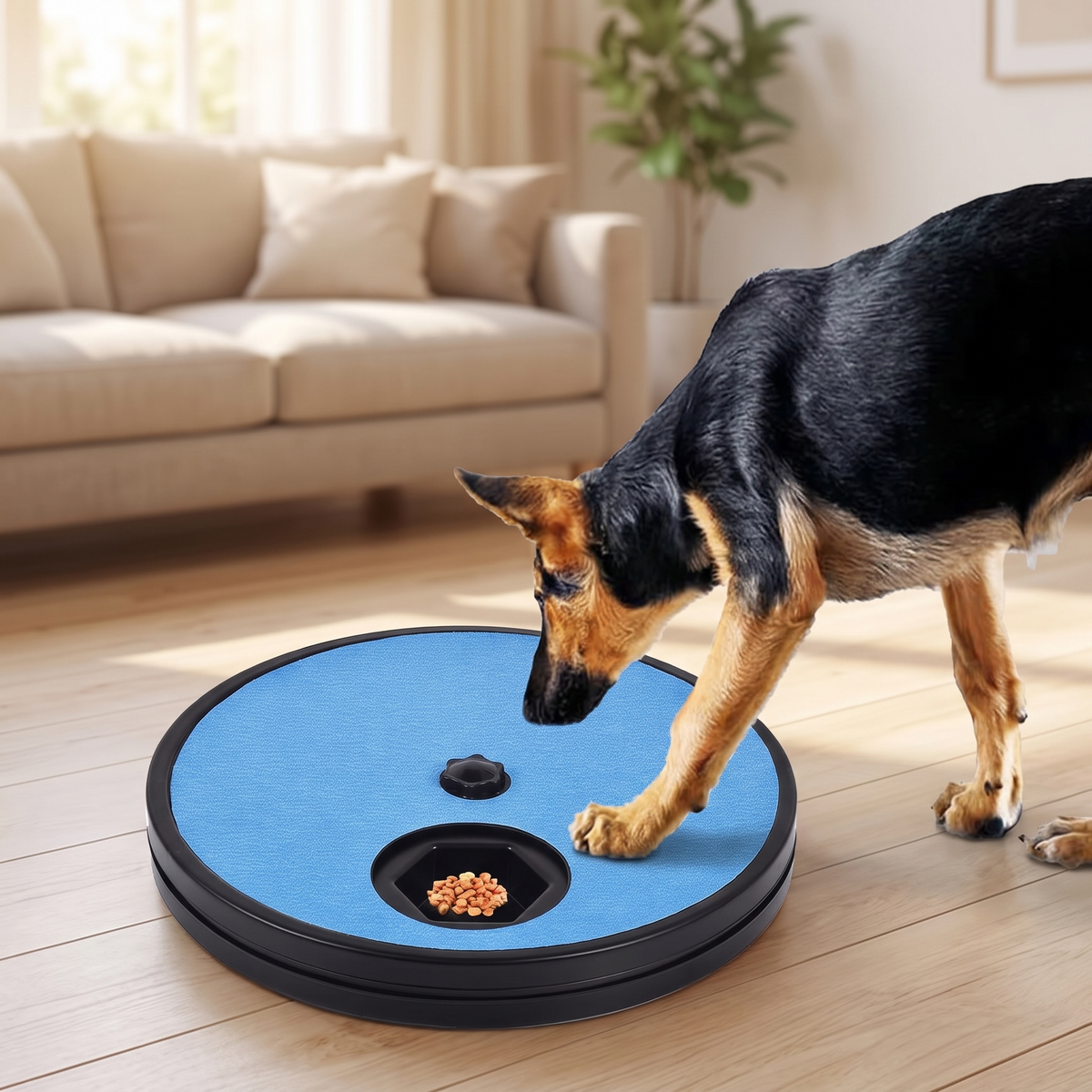 Interactive Dog Nail File & Slow Feeder Toy – Rotating Scratch Pad with Treat Reward