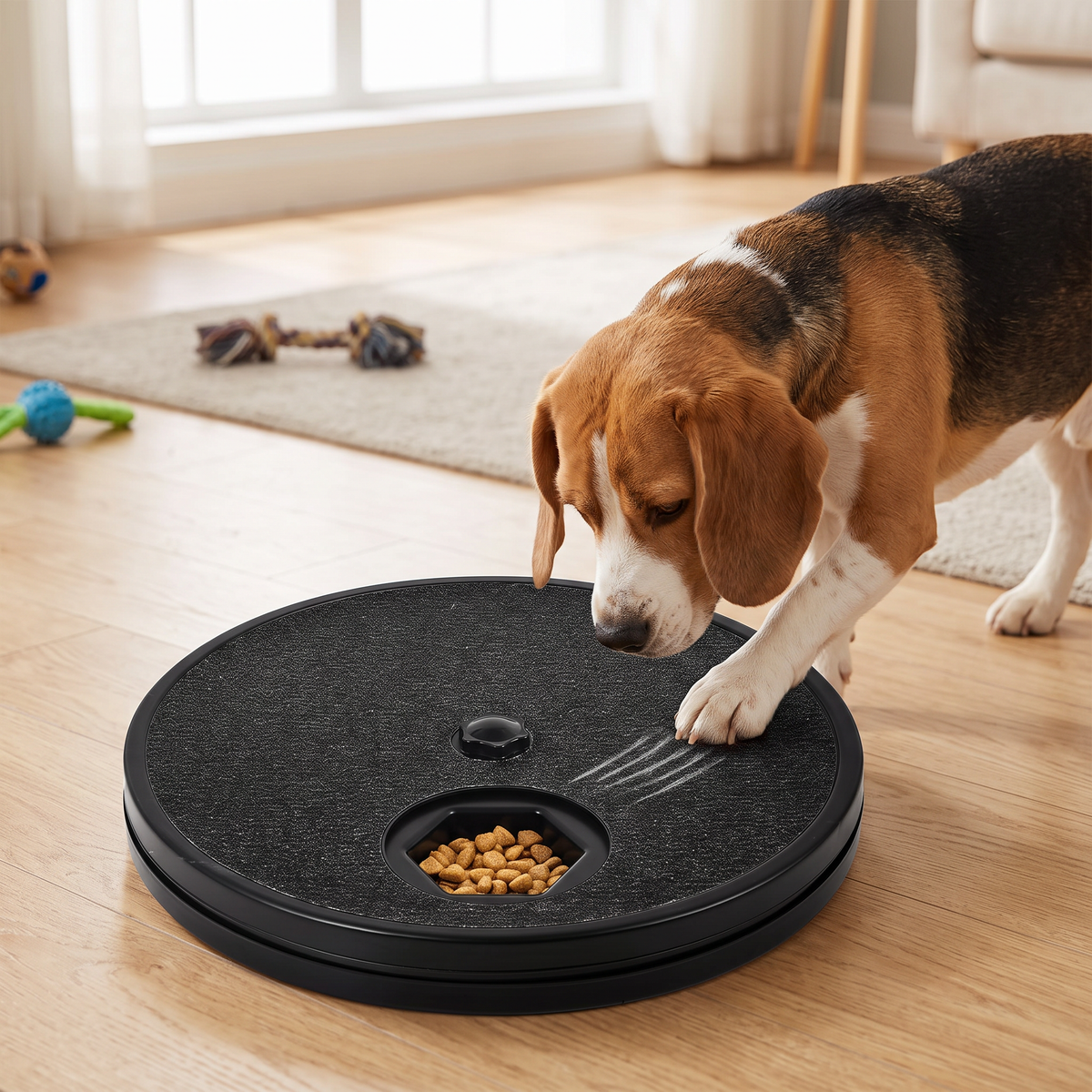 Interactive Dog Nail File & Slow Feeder Toy – Rotating Scratch Pad with Treat Reward
